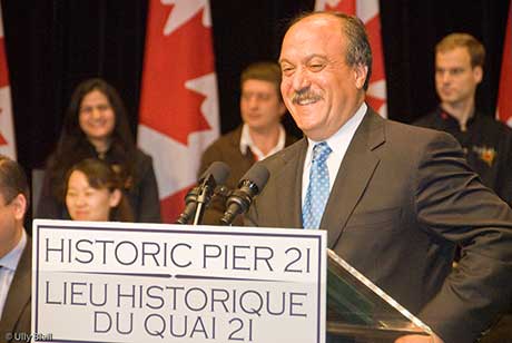 Wadih M. Fares giving a speech at Pier 21